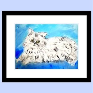 Fluffy Cat Acrylic Painting